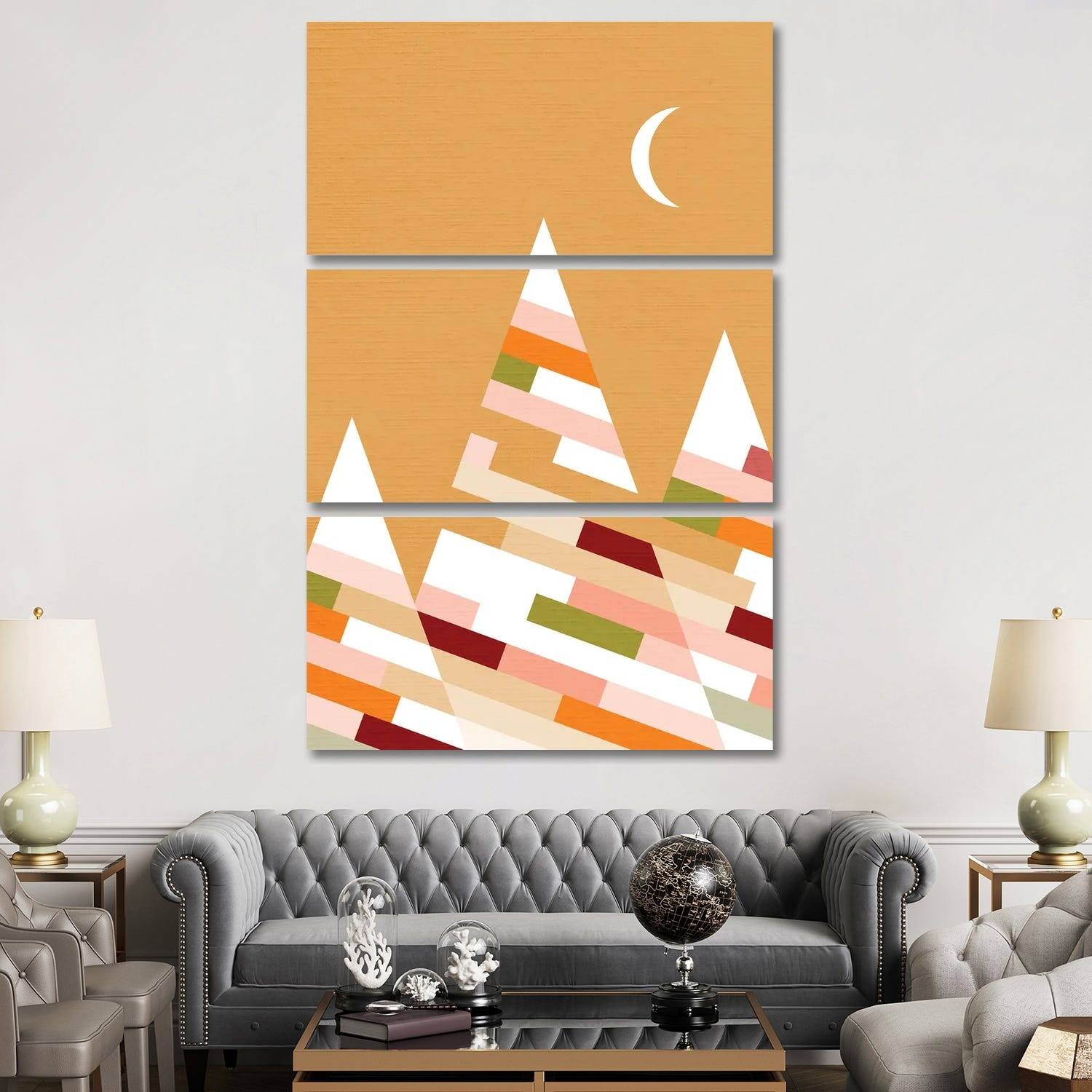 iCanvas "MCM Retro Mountains Moon II" by Dominique Vari 3Piece Canvas